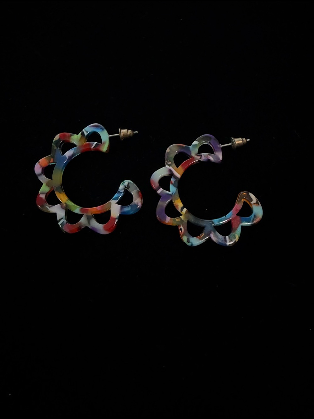 Multicolor Floral Hoop Earrings - Women Jewelry